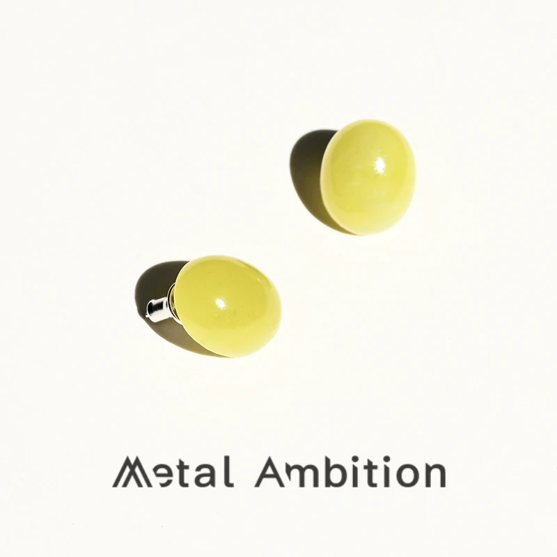 金属野心 925银耳饰 柠檬黄耳钉女高级感轻奢小众设计2024新款