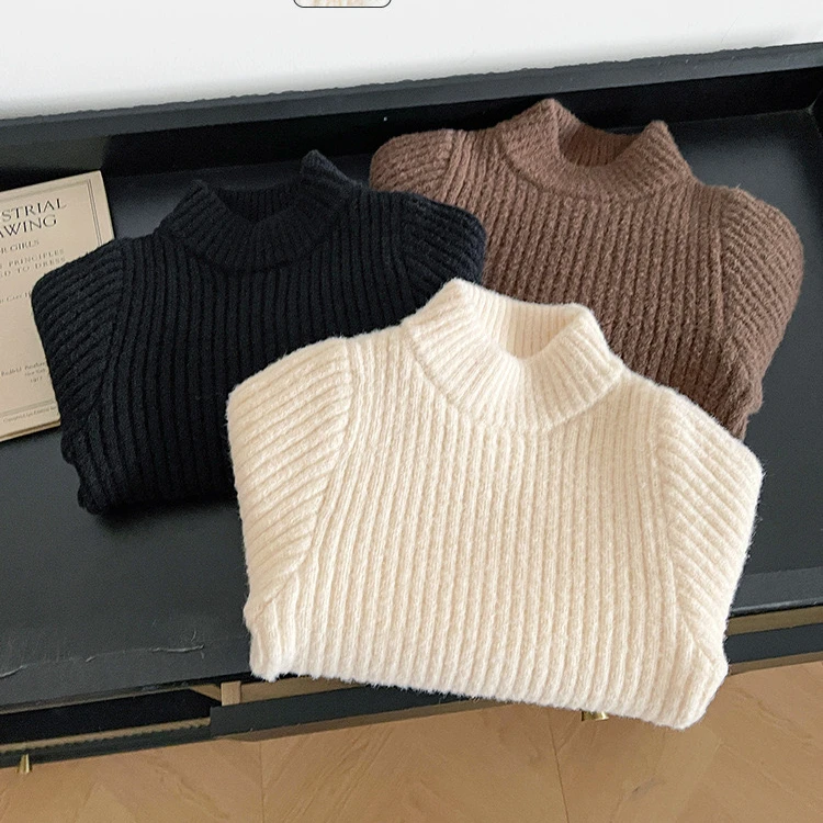 子航同款 冬季新款儿童韩版半高领加厚百搭针织毛衣ds6038