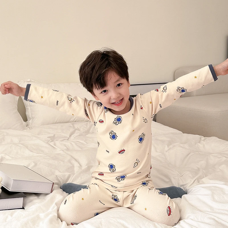子航同款 冬季新款儿童韩版卡通保暖内衣家居服