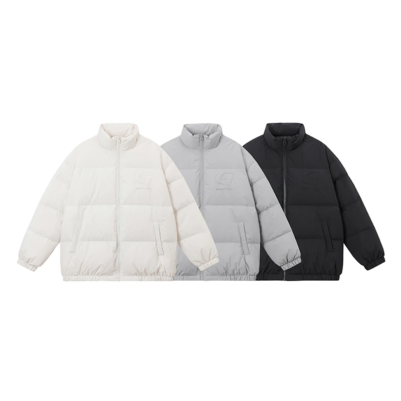 字母刺绣羽绒男女情侣面包服潮牌冬季立领防寒羽绒服-W2011