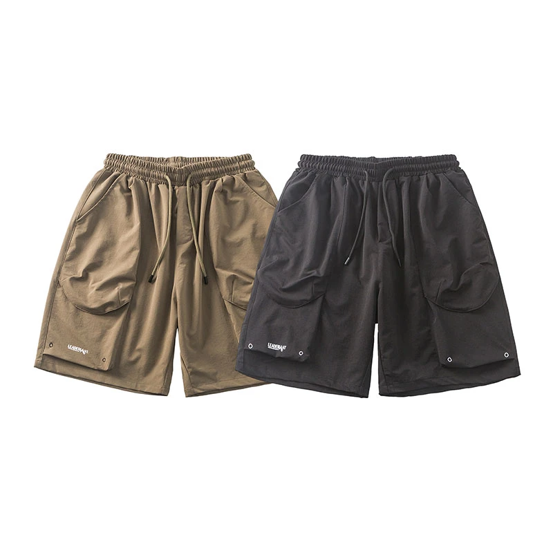 夏季立体口袋松紧腰廓形机能休闲短裤中性五分裤-DK832