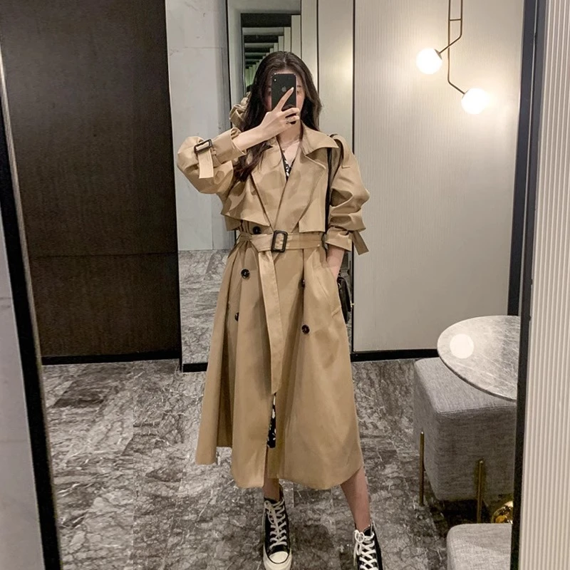 卡其色风衣外套女春秋款英伦风2025新款小个子中长款大衣