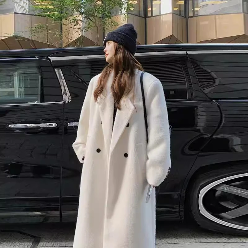 高个子加长版羽绒服大衣女长款2024秋冬季高级感正肩白色毛呢外套