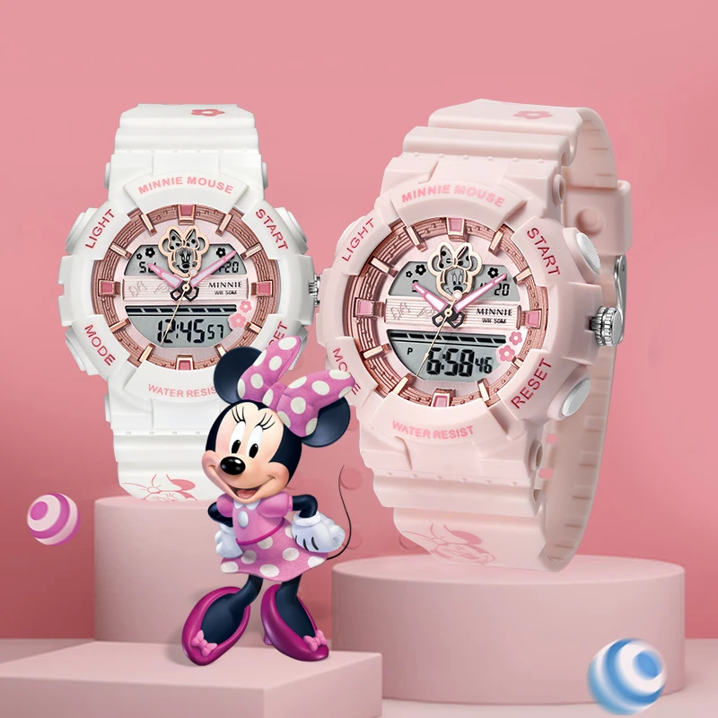 Disney/迪士尼中学生多功能少女款运动时尚潮流夜光防水电子手表