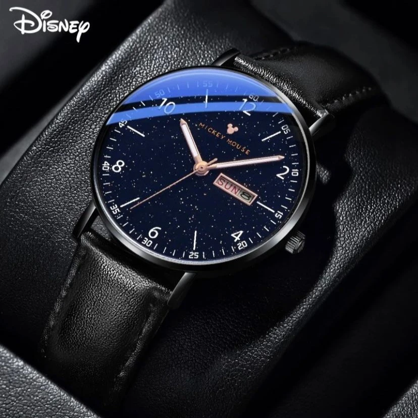 Disney/迪士尼男夜光双日历潮流时尚腕表多功能防水ins宝石蓝腕表