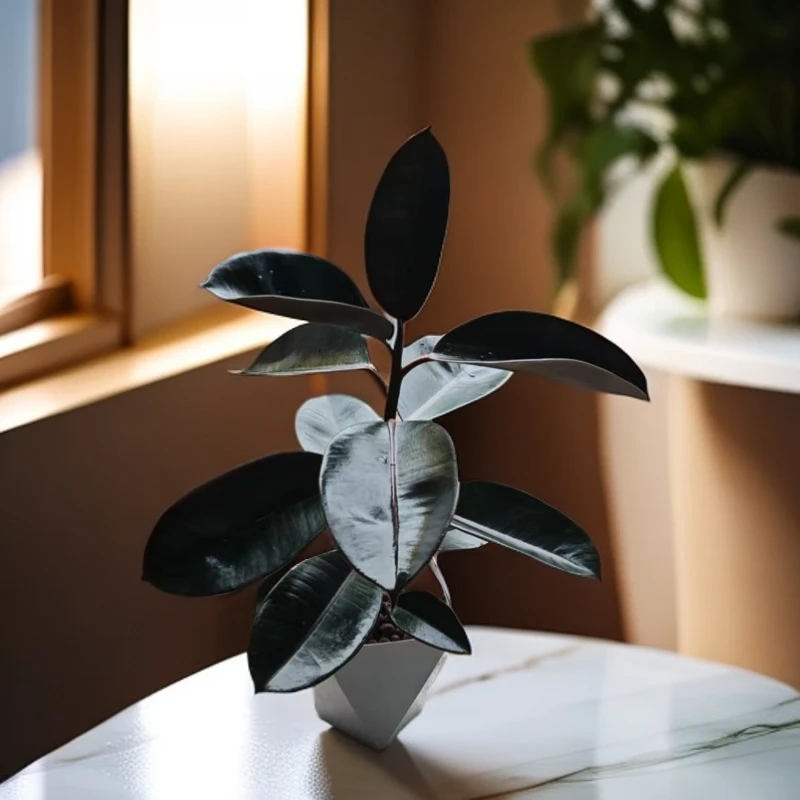 黑金刚橡皮树盆栽净室内绿色植物吸甲醛办公桌盆栽四季绿植像皮树