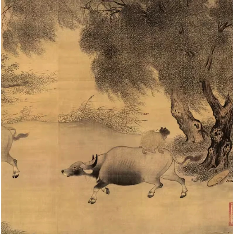 【精品复仿】李迪《风雨牧归》馆藏级高清艺术微喷工艺非手绘