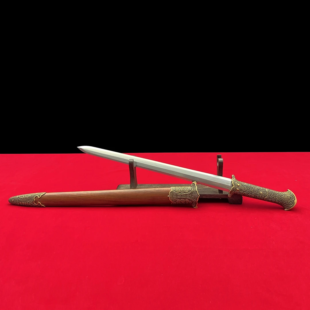 龙泉沈广隆-玲珑剑 重蚁木 花纹钢 手工锻打 未开刃