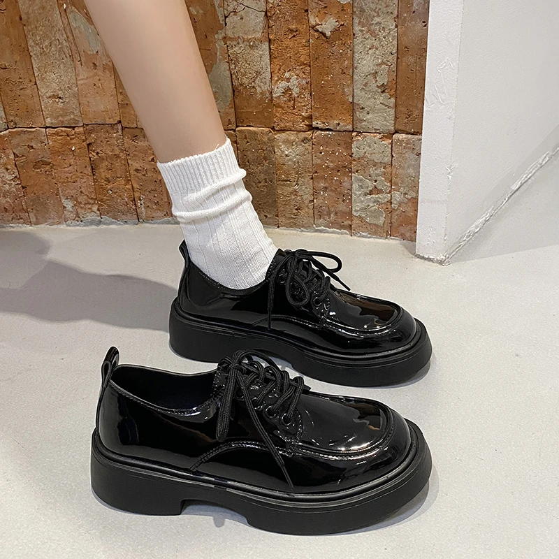 英伦风jk高跟鞋女2025春秋新款厚底系带圆头玛丽珍女鞋厚底乐福鞋