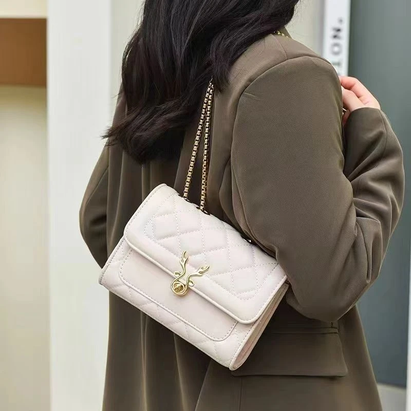 2023新款包包小众设计女包时尚百搭斜挎包链条包菱格小香风单肩包