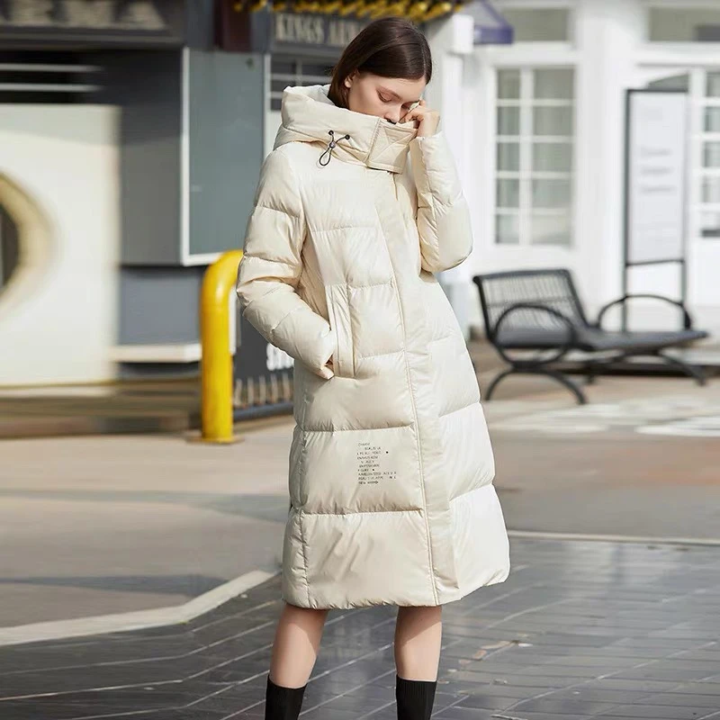 【假一赔三】雪雕 羽绒服 长款过膝修身显瘦连帽款防风领 DWX492/AP