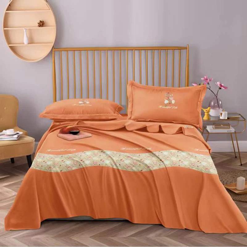 【盛典花枝】双人床单被套印花水洗小奶棉吸汗透气高支高密面四件套
