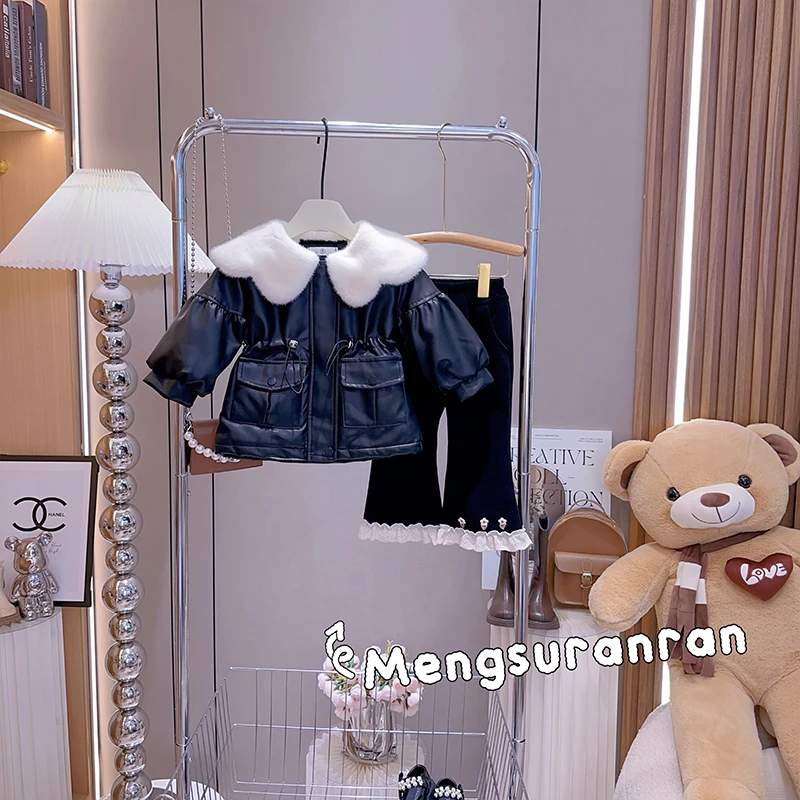 女童冬装加厚皮衣外套儿童棉服时髦派克服女宝宝加绒加棉小童棉衣