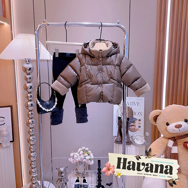 女男童冬装2024加厚棉服儿童冬装连帽冬季短款洋气外套宝宝皮棉袄