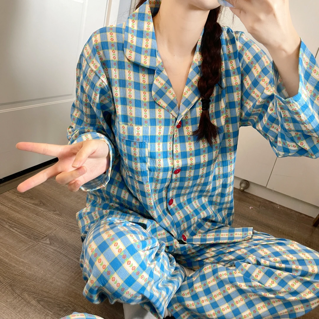 【南法假日】睡衣女春秋季甜美可爱宽松韩版设计感家居服套装可外穿