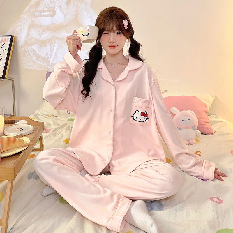 【TK猫】冬季可爱磨毛睡衣ins韩版保暖德绒睡衣女长袖卡通家居