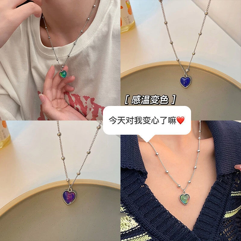 合金项链 爱心感温变色闺蜜手链二人三人超仙友谊温度感应手环