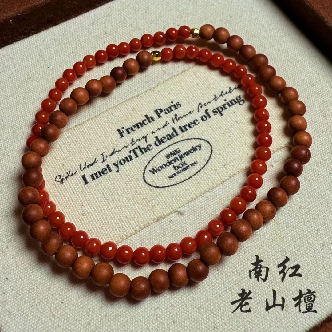 【十六珠宝】她的香水味｜南红3mm双圈设计款D335多样性发一