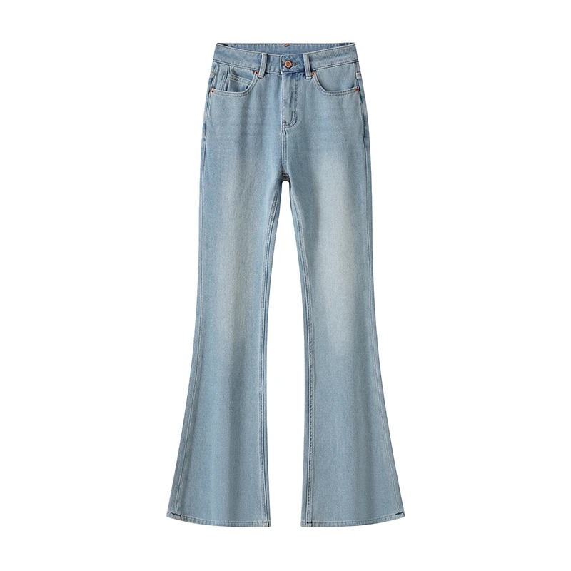 微喇叭牛仔裤女超薄高腰垂坠感四面弹2025春夏季新款显瘦土耳其蓝