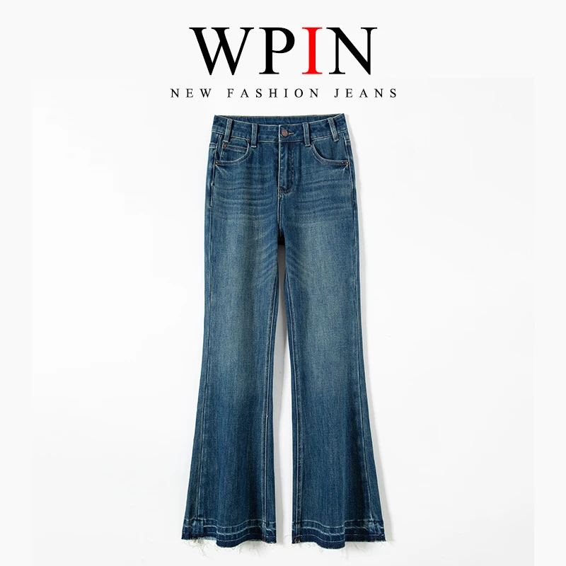 微喇叭牛仔裤女高腰宽松垂坠感2025秋季新款休闲百搭显瘦经典蓝