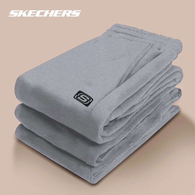 斯凯奇加绒休闲裤男士宽松灰色束脚长裤春季新款保暖运动裤卫裤男