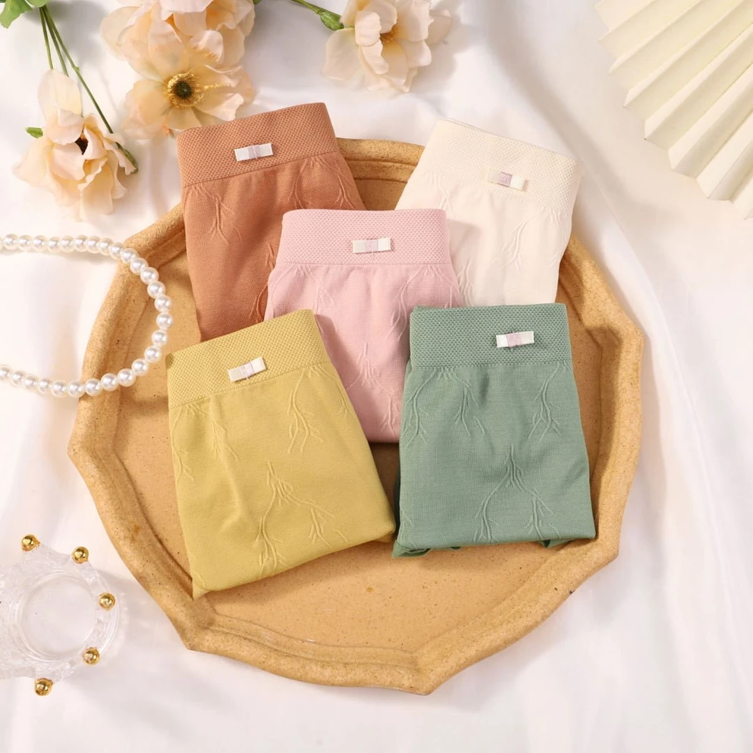 中腰高品质无痕女士提花短裤（5条装）柔软时尚舒适短裤