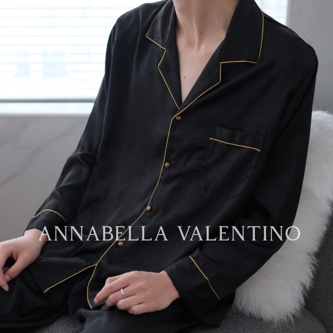 ANNABELLAVALENTINO秋季新款休闲宽松薄款长袖家居服睡衣套装男款