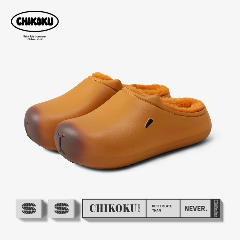 chikoku卡皮巴拉加绒勃肯鞋男女冬季厚底情侣款毛绒保暖防水棉鞋