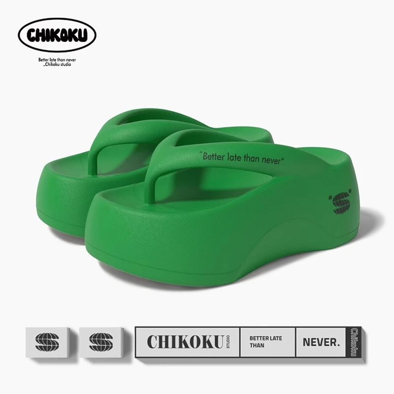 chikoku小酶红厚底人字拖女夏外穿时尚百搭2024新款通勤拖鞋休闲