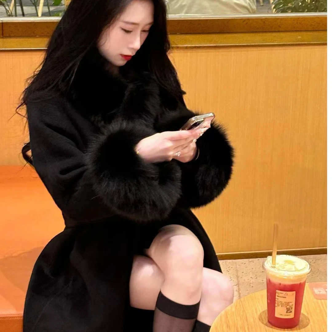 画报夫人原创自制高级贵妇双面羊毛大衣