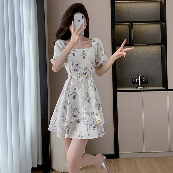 夏季法式短袖连衣裙女夏2025年新款夏装显瘦小个子新中式国风短裙