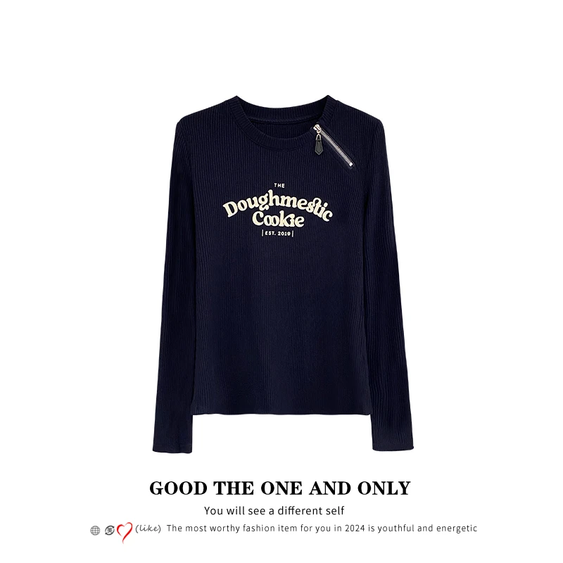 时尚高级设计感植绒拉链上衣301579