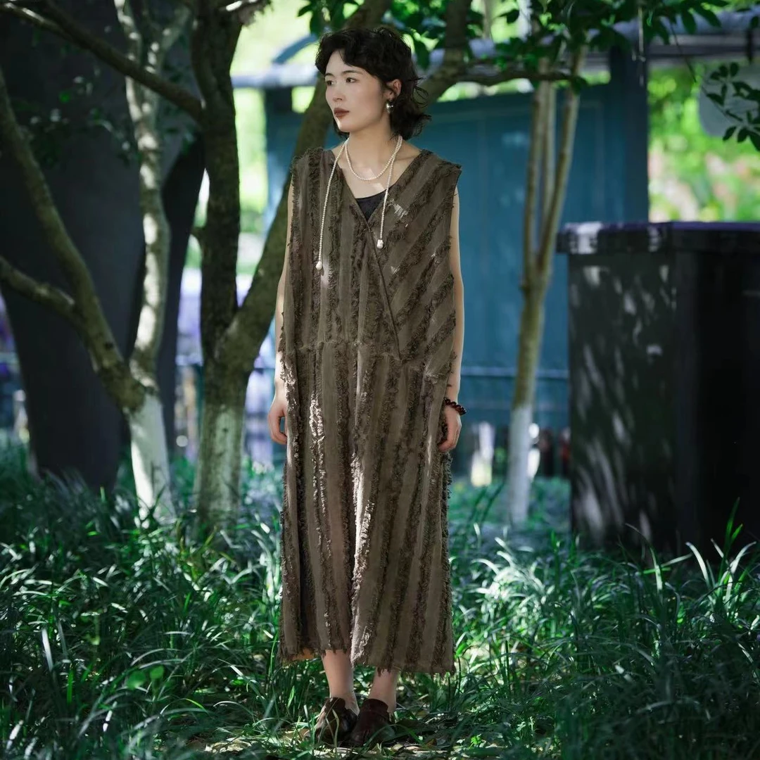 【大漂亮推荐】疯子张2024年夏季新款休闲百搭复古显瘦连衣裙#08230