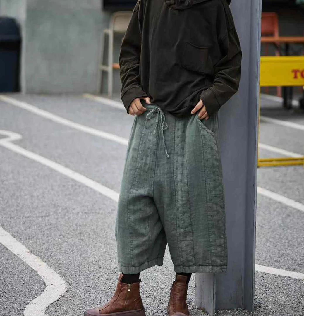 【大漂亮推荐】麻依者2024年冬季新款休闲百搭复古时尚棉裤#031