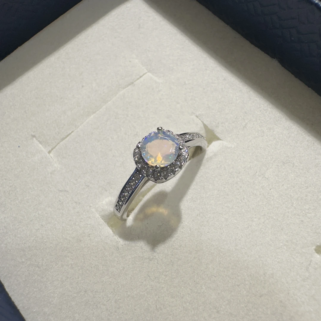 【263】天然欧泊戒指方糖大牌同款银925