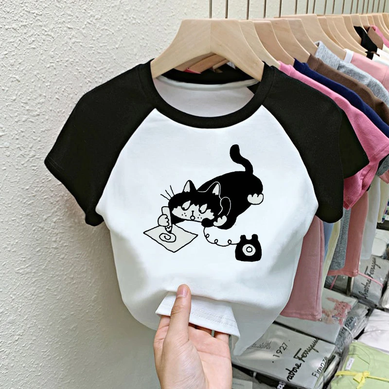 儿童纯棉上衣短袖T恤男童女童洋气夏季打底女宝宝中小童卡通动漫t