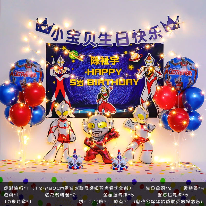 生日装饰场景布置气球周岁宝宝儿童快乐派对海报定制背景墙女男孩