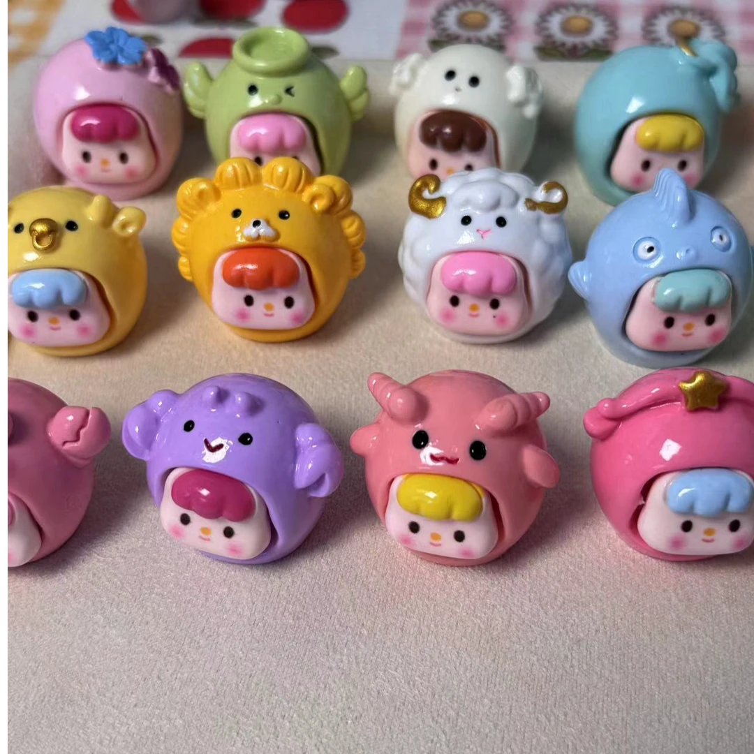 （主播代拆）十二星座手工DIY树脂小摆件制作纯色涂色