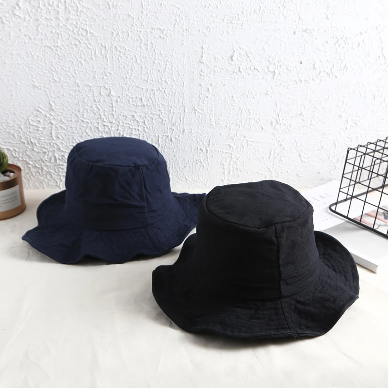 baby同款情侣大帽檐渔夫帽休闲纯色百搭盆帽高顶帽出游海边帽子