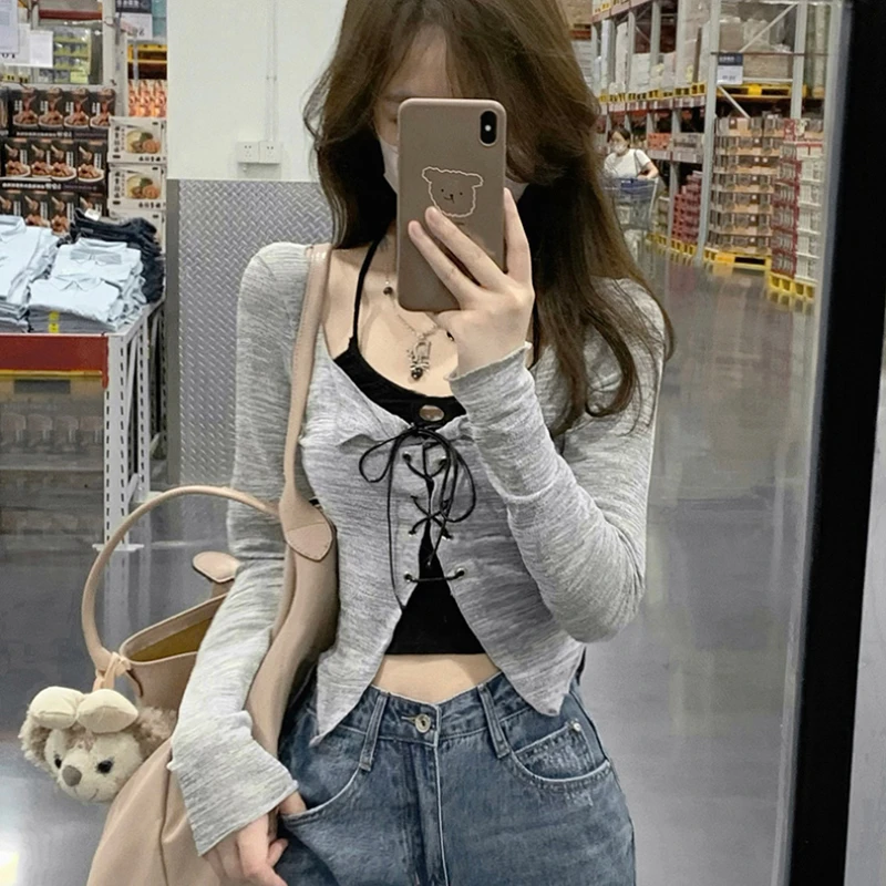 欧美长袖美式短款吊带chic设计感跳舞蹈爵士甜辣妹jazz上衣女春秋
