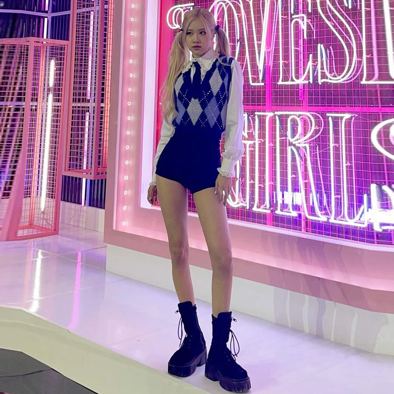 rose朴彩英同款打歌服韩国女团练习室爵士黑色高腰打底安全短裤子