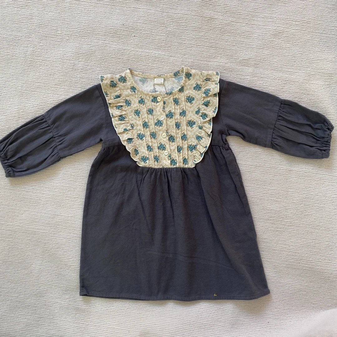 公主连衣裙女童长袖纯棉女宝碎花时尚连衣裙