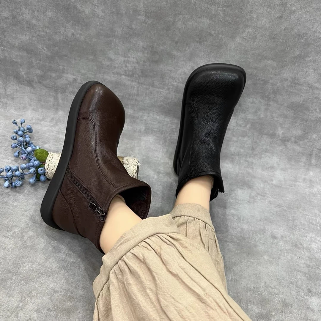 285A80新款真皮时尚舒适休闲复古百搭英伦风切尔西短靴