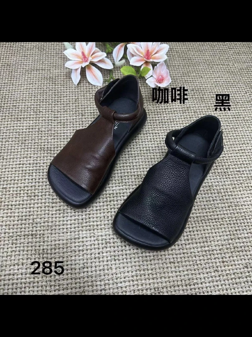 夏季新款真皮时尚潮流鱼嘴口凉鞋