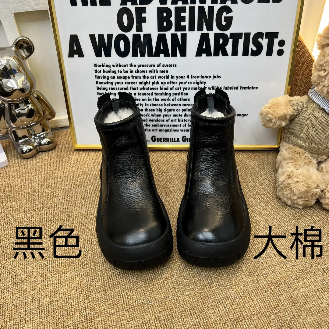 666-1（大棉）真皮冬季保暖平底厚底时尚百搭切尔西女士短靴