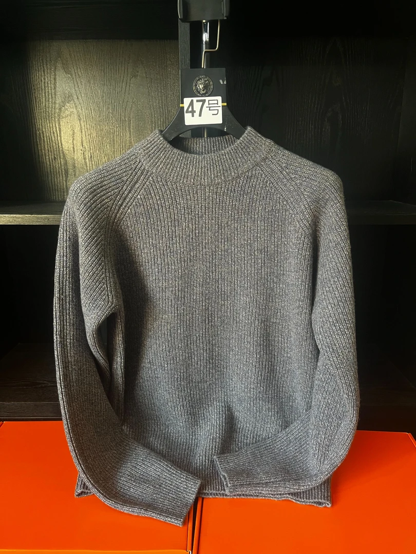【47号】元宝针羊毛100%加厚款毛衣男秋冬季男士针织 圆领