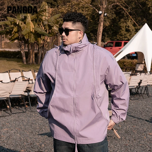 【机能风夹克】PANGDA大码男装连帽防风外套宽松加肥加大潮流胖子