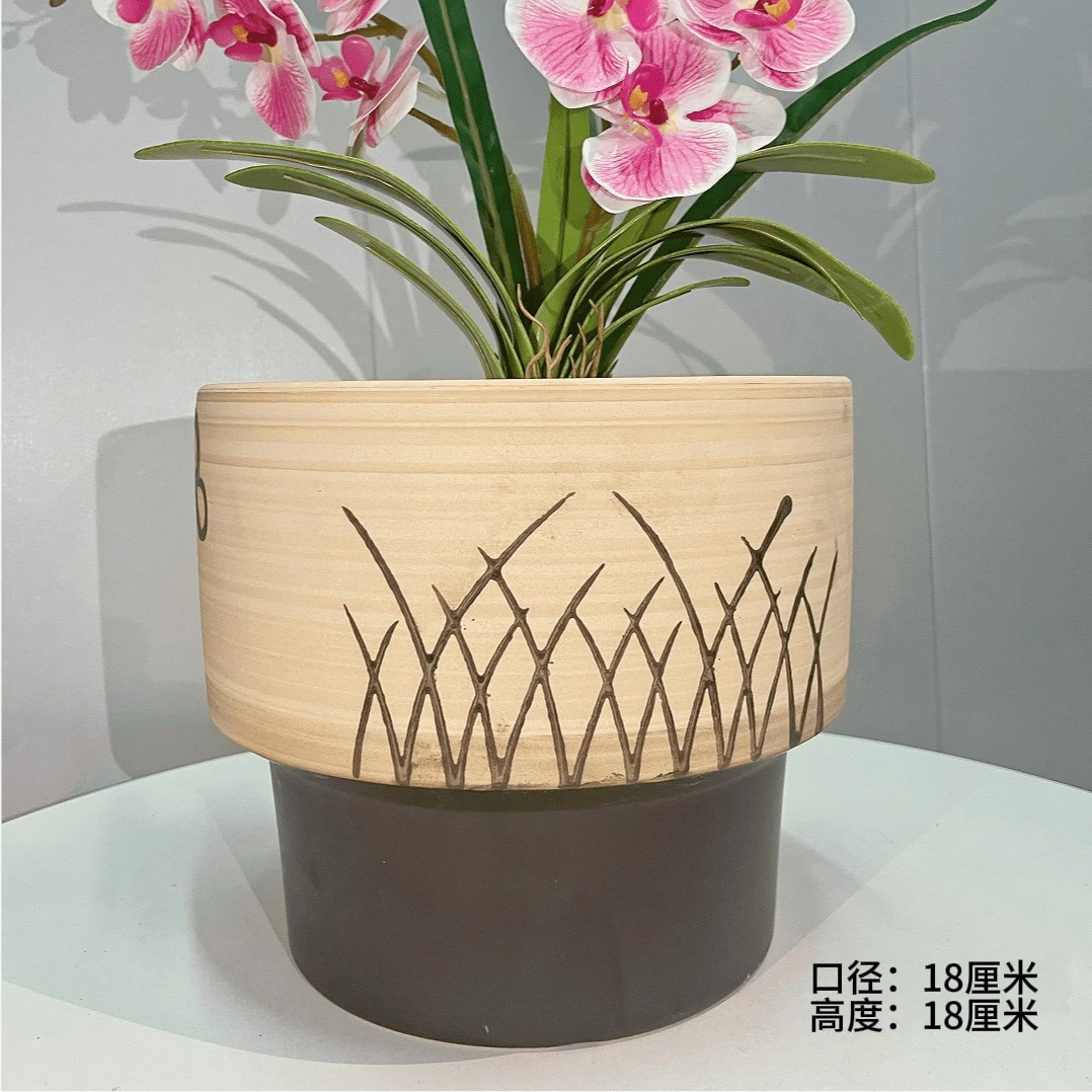 中号蝴蝶兰火锅口18高18花盆轻奢室内摆件创意花盆