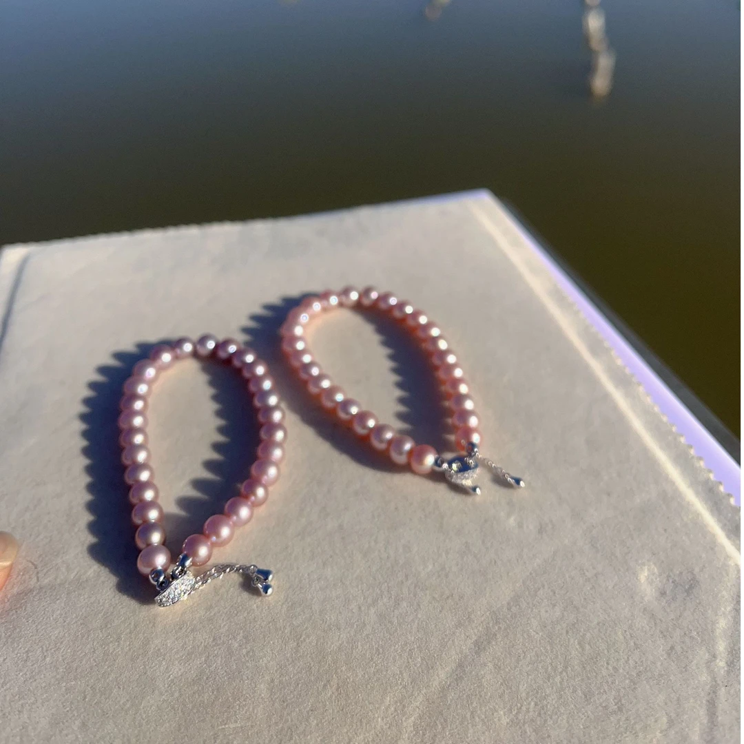 天然淡水无核珍珠紫色曼塔色手链渐变时尚彩色手工炫彩多样性发一