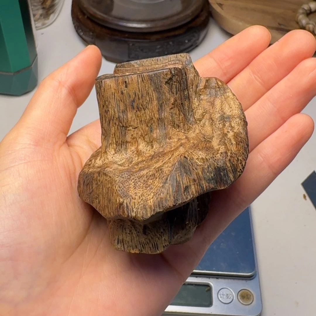 沉香手把件原母树张勺子包头块料38克